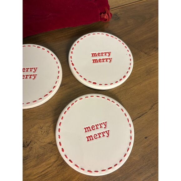 Lot of 3 Ceramic Pier 1 Christmas Coasters - Picture 2 of 6